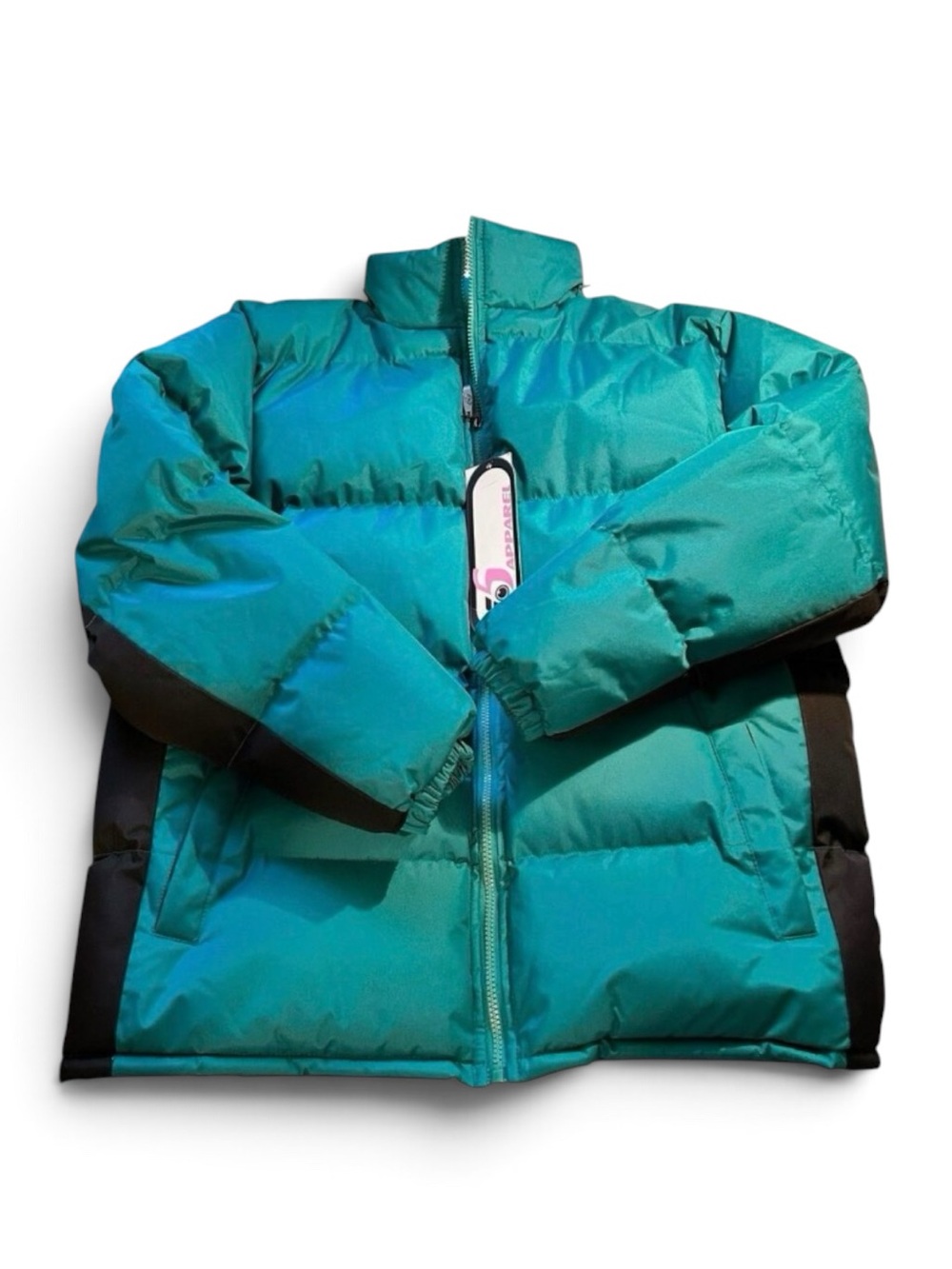 i5 Apparel Women's Puffer Coat Green Teal Black Size Large Insulated